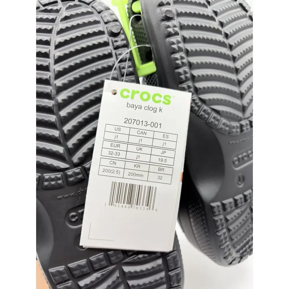 Crocs Baya Clog Sandals Shoes 207013 Black Kids Size J1 NWT